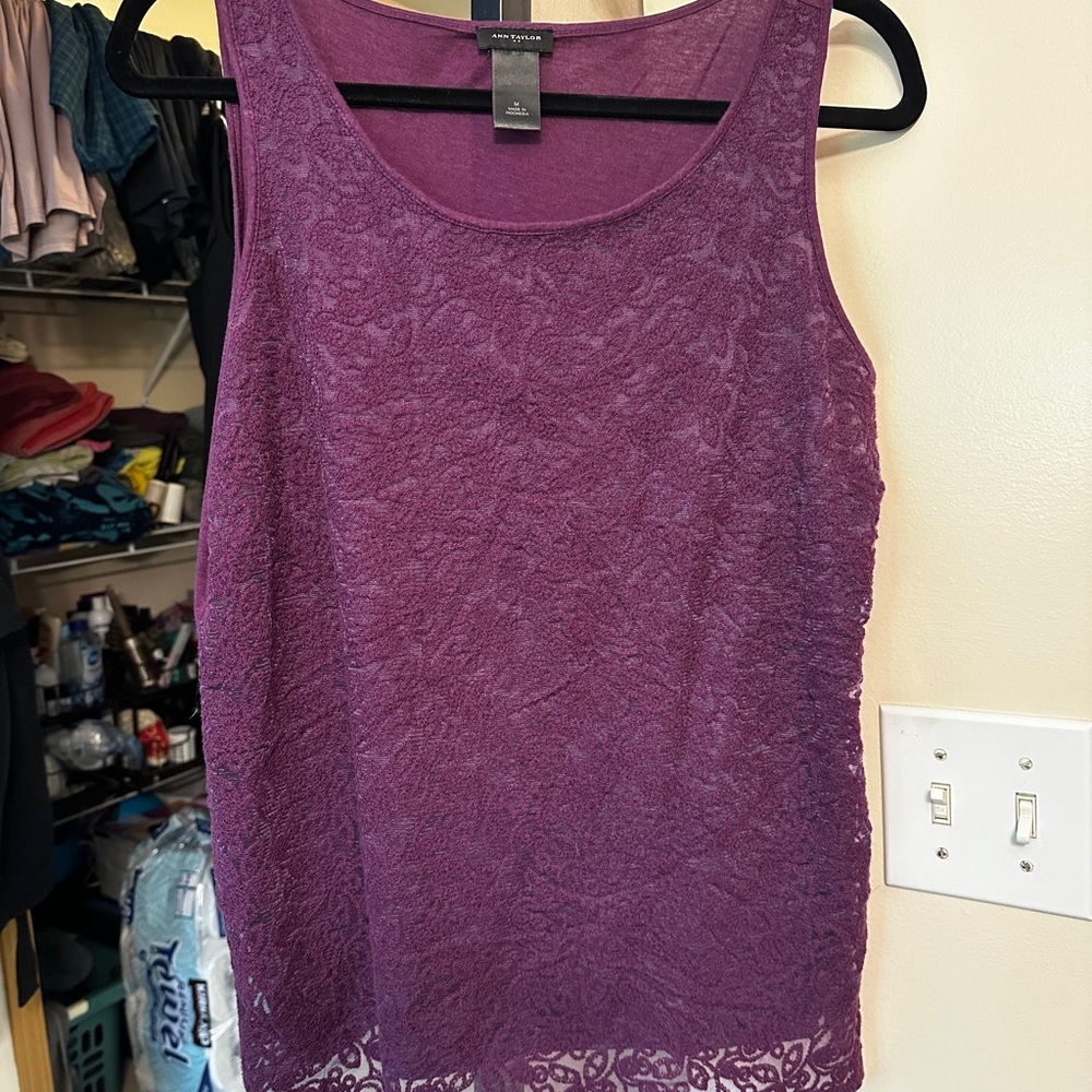 Ann Taylor Purple Sleeveless Tank Top